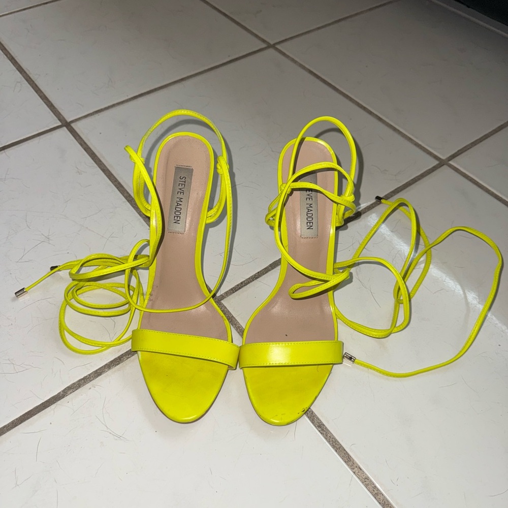 Used Steve Madden Neon Yellow Strappy Heels